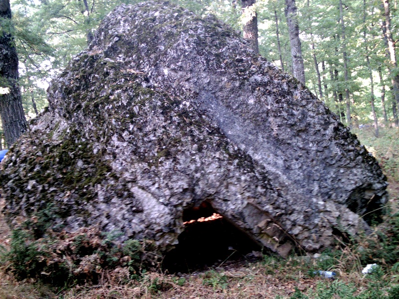 Grumento Nova, localita' Bosco di Maglia: mausoleo a semplice cilindro, caduto su un lato