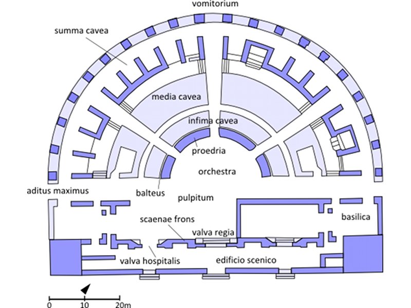 Planimetria del teatro romano di Grumentum